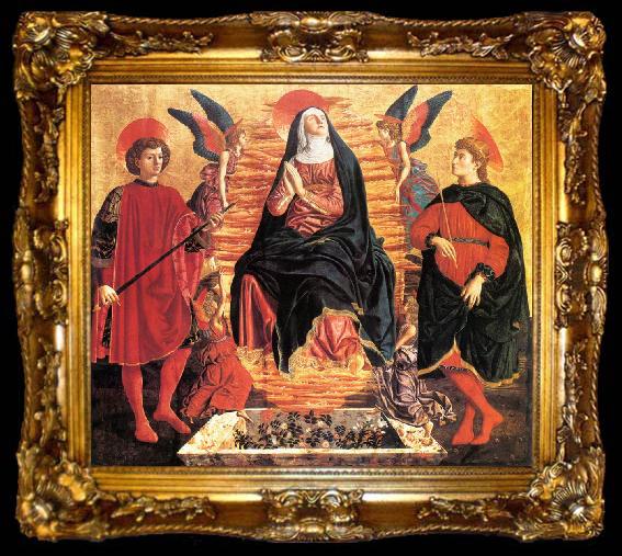 framed  Andrea del Castagno Our Lady of the Assumption with Sts Miniato and Julian, ta009-2